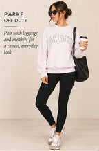 Parke OG Outline-Logo Crewneck Sweatshirt – Lilac – styled editorial look 1