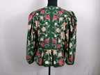 FARM Rio Dark Green Floral Lace-Trim Blouse – back