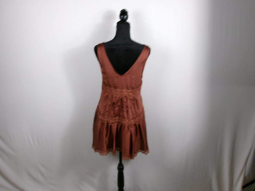Intimately by Free People Brown Lace-Trim Mini Dress – back