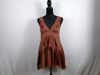 Intimately by Free People Brown Lace-Trim Mini Dress – front