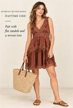 Intimately by Free People Brown Lace-Trim Mini Dress – styled editorial look 1