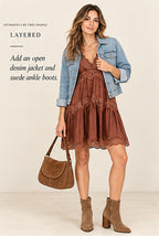 Intimately by Free People Brown Lace-Trim Mini Dress – styled editorial look 3