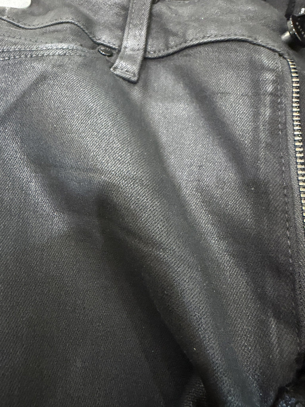 PAIGE High Rise Muse Coated Jeans – coating detail