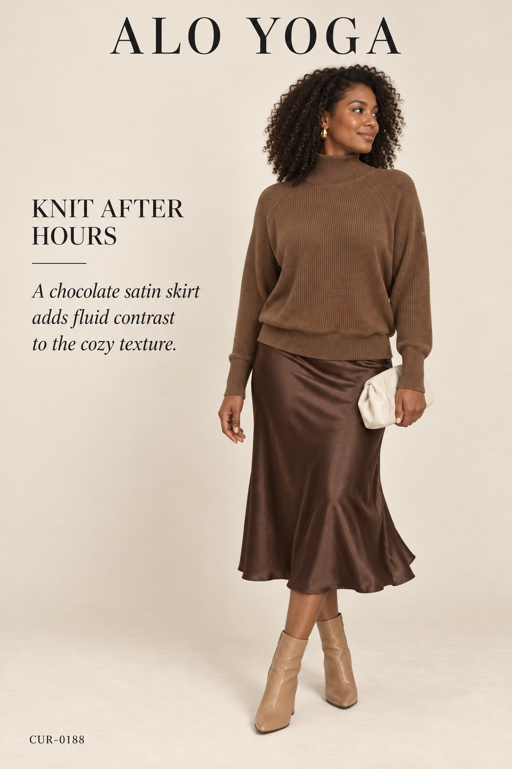 Alo Yoga Ribbed Turtleneck Long-Sleeve Top – Brown – styled: Knit After Hours