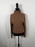 Alo Yoga Ribbed Turtleneck Long-Sleeve Top – Brown – front