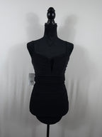 O.Vianca 3-Strap V-Neck Bodycon Dress – Black – front