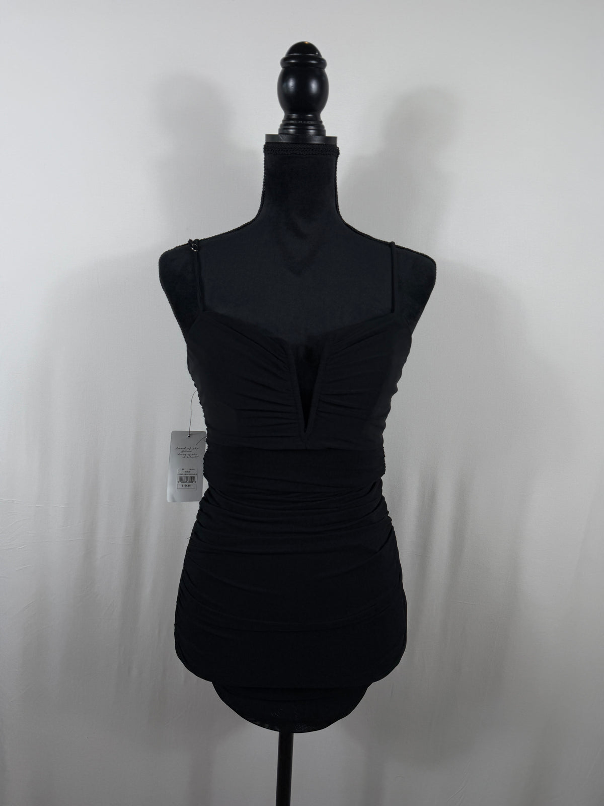 O.Vianca 3-Strap V-Neck Bodycon Dress – Black – front