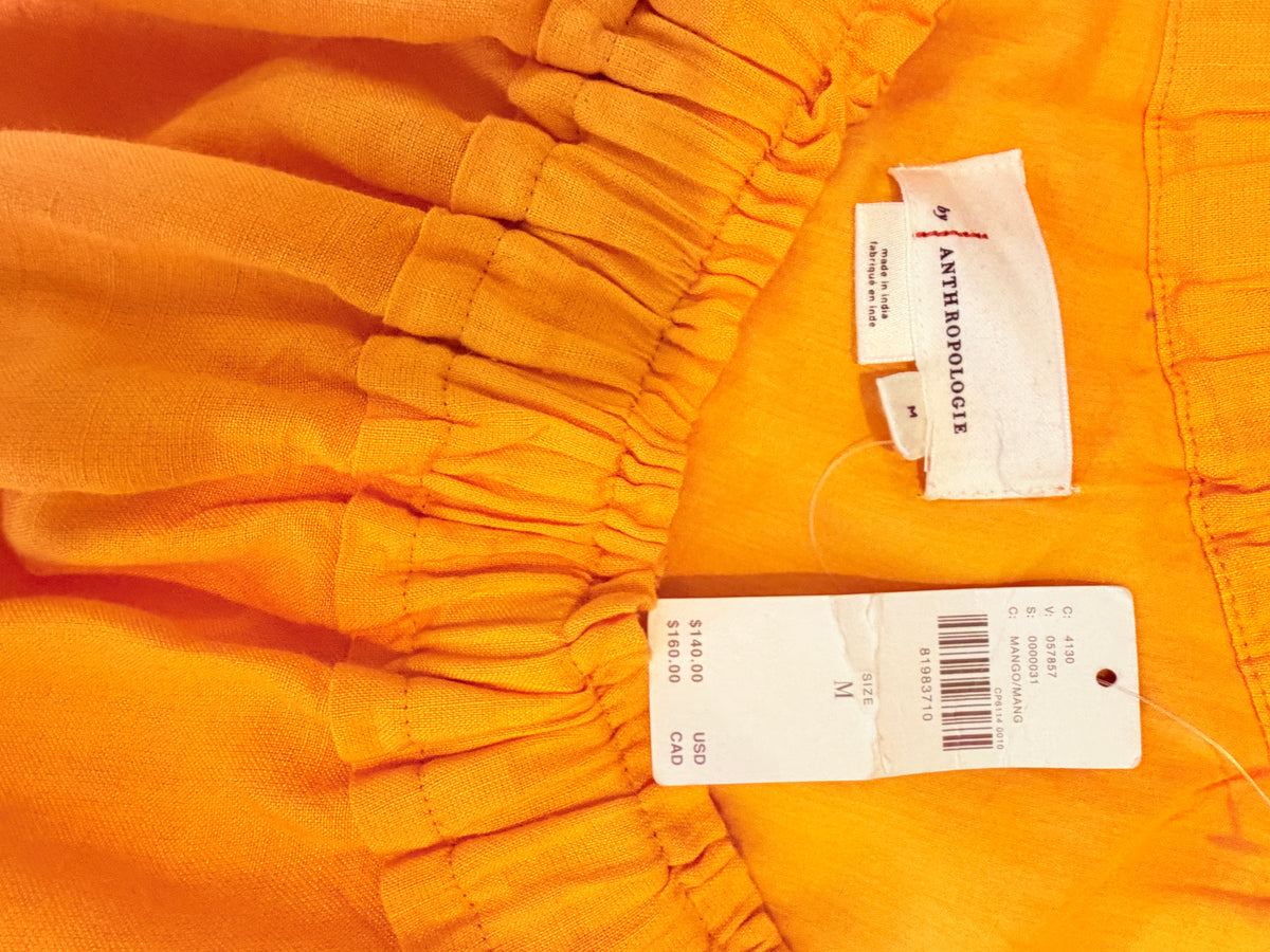 Anthropologie Mango Orange One-Shoulder Maxi Dress — brand tag