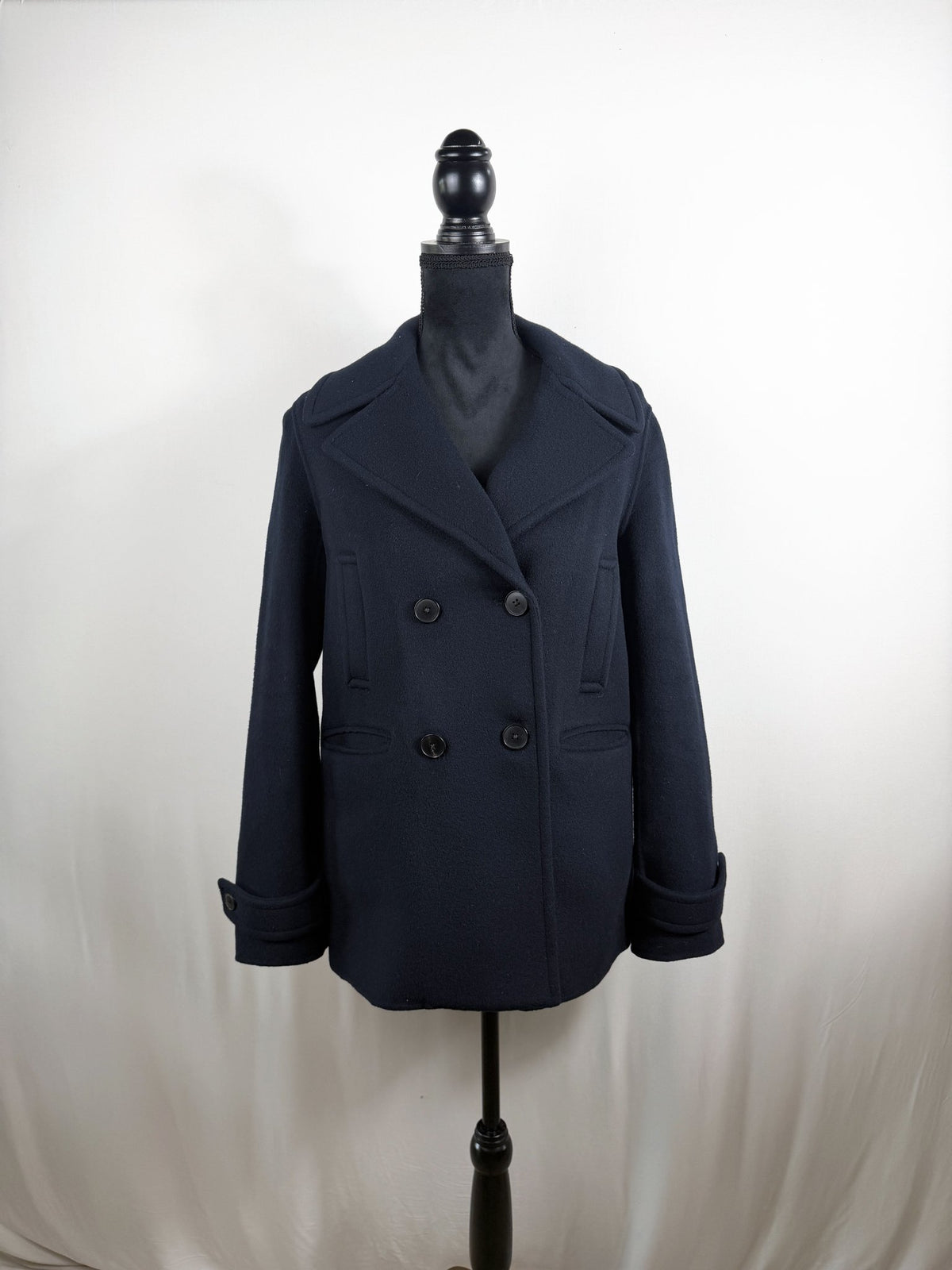 Vince Double-Breasted Wool Peacoat – Navy – front