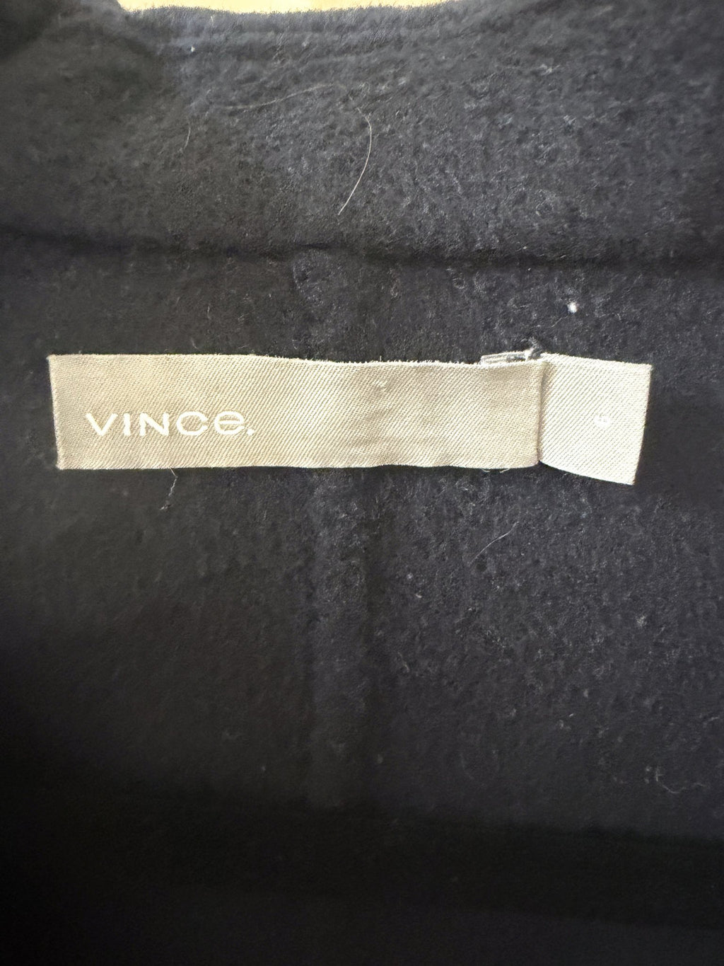 Vince Double-Breasted Wool Peacoat – Navy – label