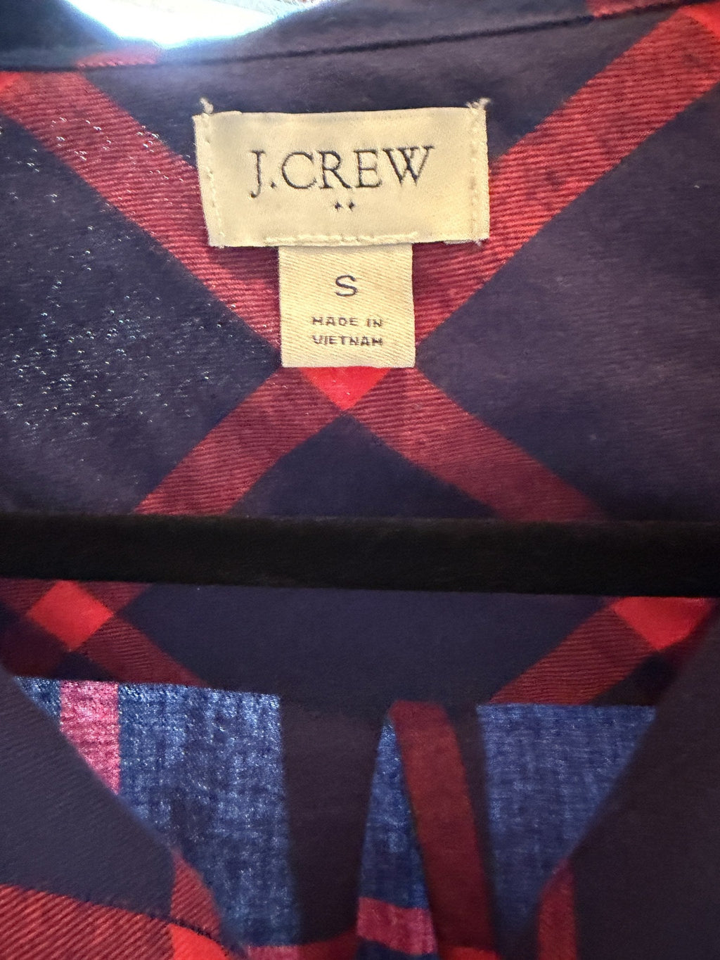 J.Crew Plaid Button-Down Shirt – Navy/Red – label