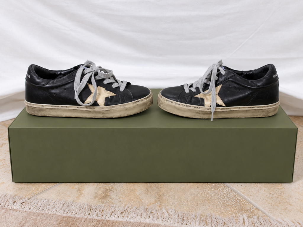 Hi Star Black Leather Sneakers with Gold Star – product