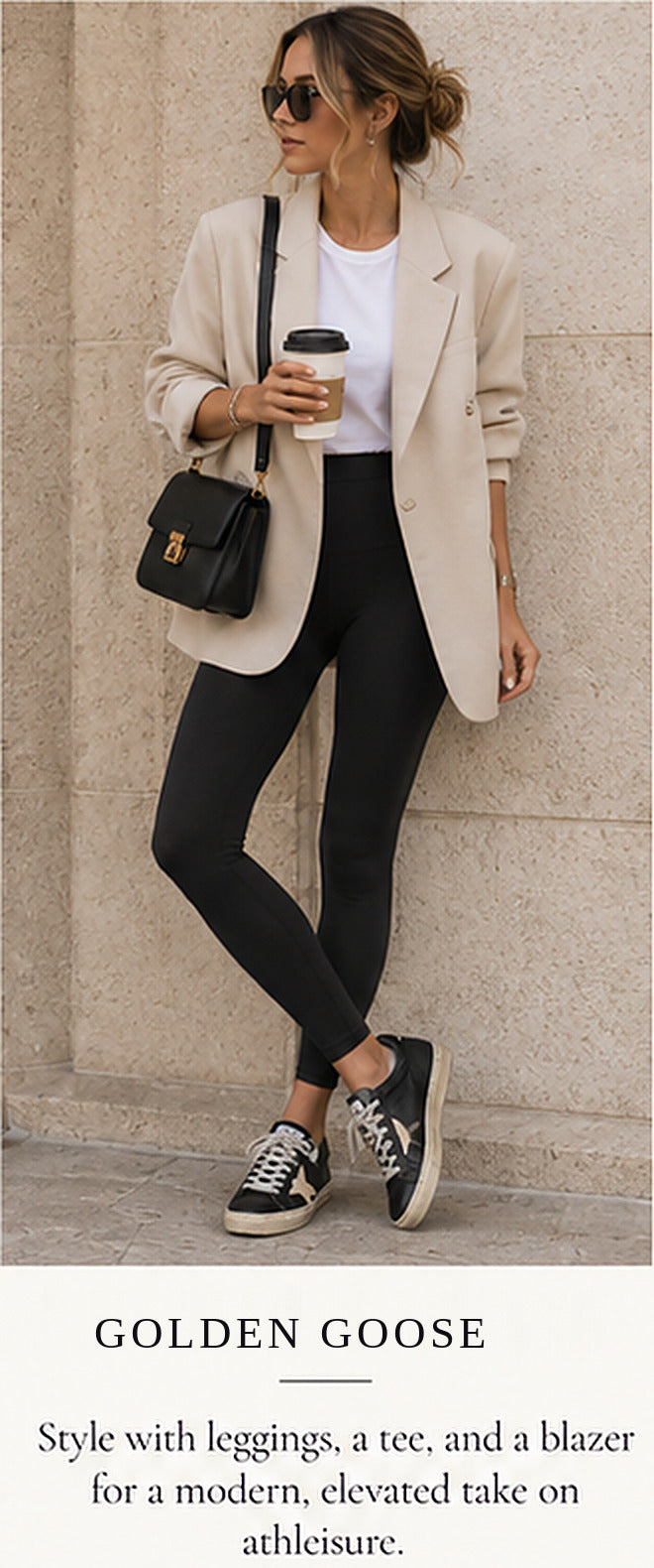 Hi Star Black Leather Sneakers with Gold Star – styled editorial look 2