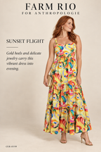 FARM Rio for Anthropologie Bird-Print Dress – Yellow Multi – styled: Sunset Flight