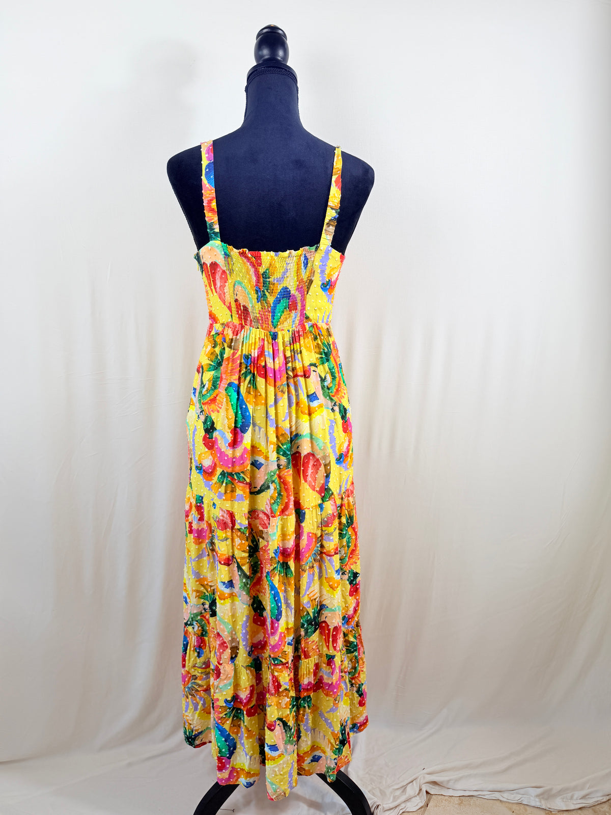 FARM Rio for Anthropologie Bird-Print Dress – Yellow Multi – back