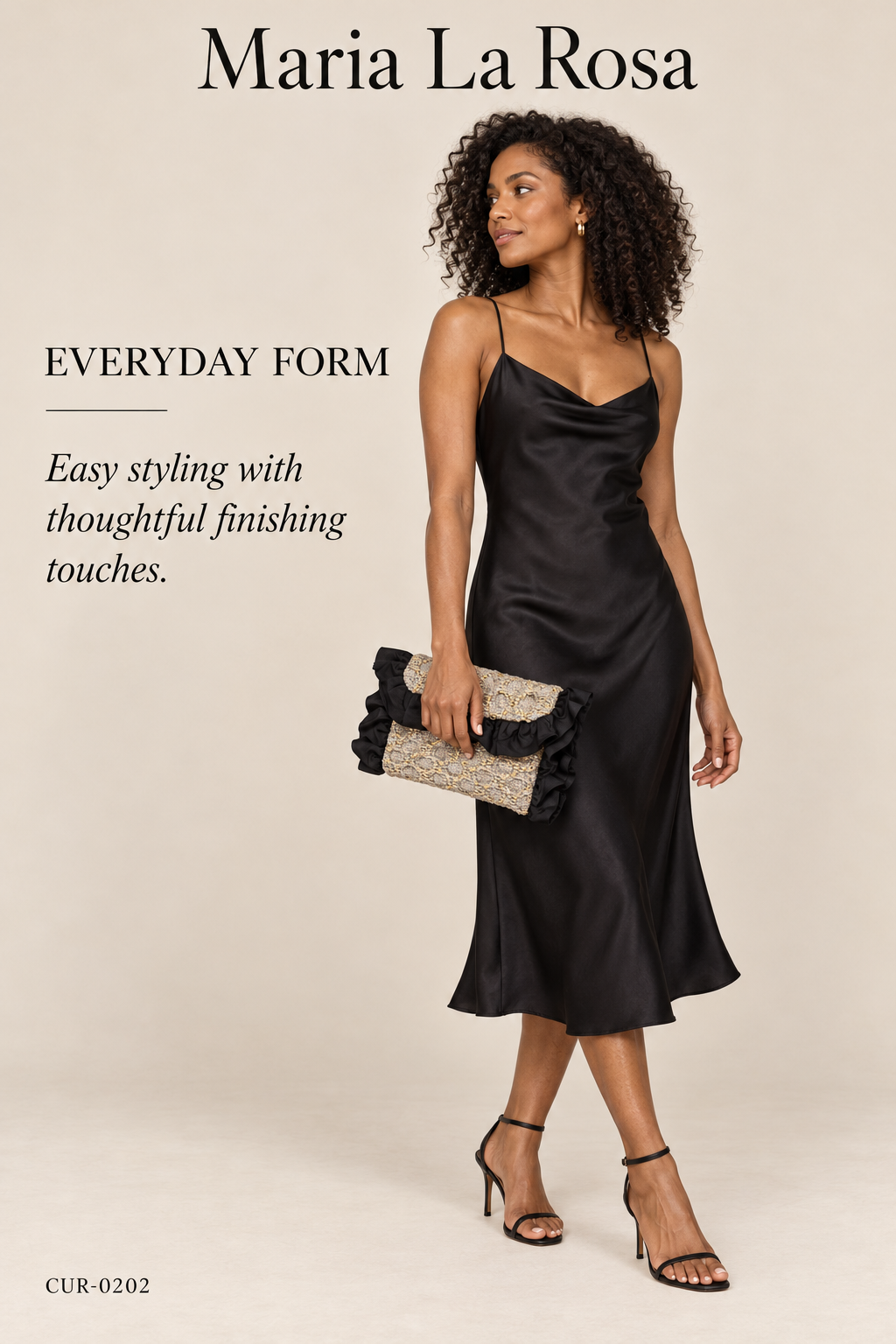 Maria La Rosa Metallic Woven Ruffle Clutch