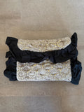 Maria La Rosa Metallic Woven Ruffle Clutch