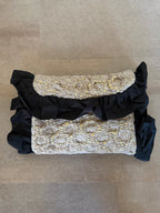 Maria La Rosa Metallic Woven Ruffle Clutch