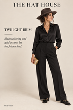 The Hat House Brown Wool Hat – styled editorial look 3: Twilight Brim