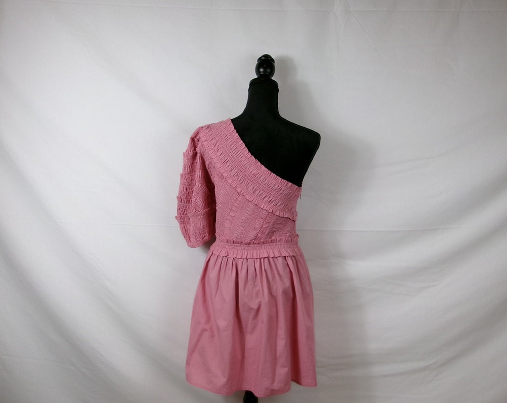 Sea Pink One-Shoulder Cotton Dress – back