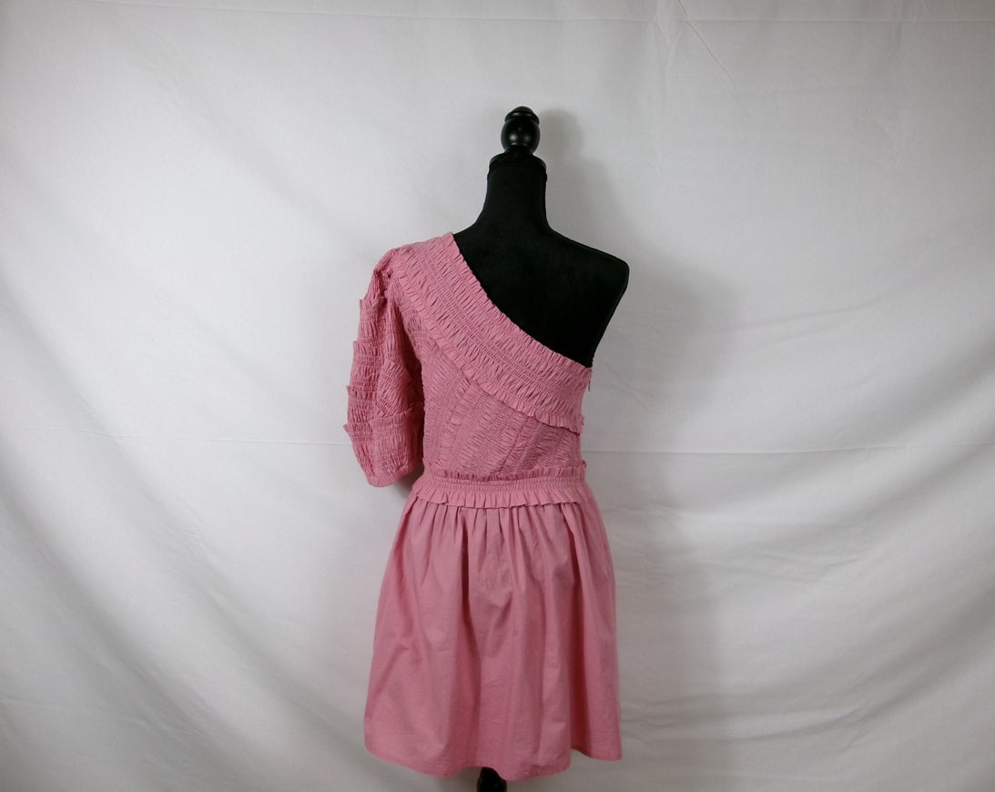 Sea Pink One-Shoulder Cotton Dress – back