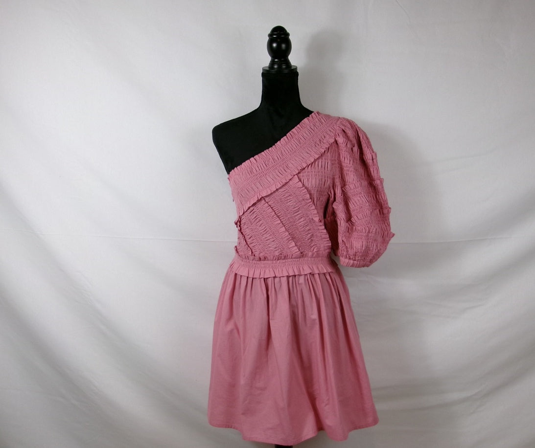 Sea Pink One-Shoulder Cotton Dress – front