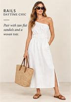 Rails Selani One-Shoulder Midi Dress – White – styled editorial look 1