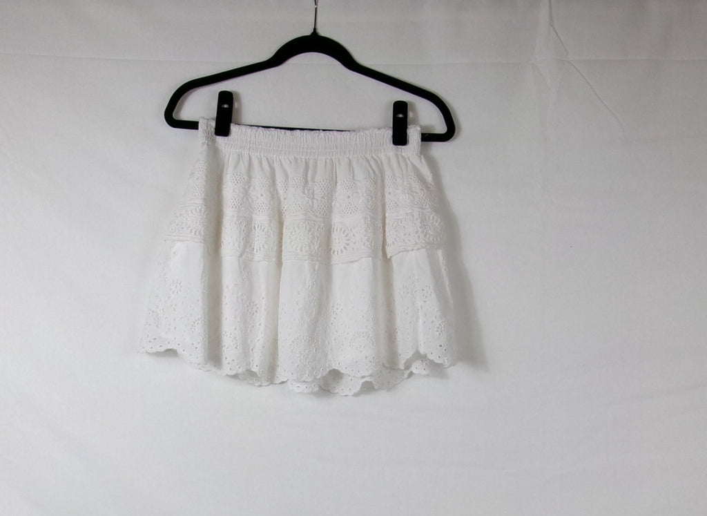LoveShackFancy Charmaine Skirt – Antique White – front
