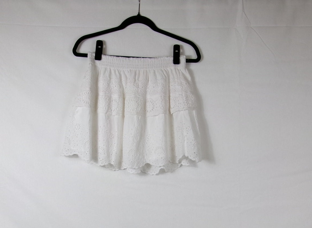 LoveShackFancy Charmaine Skirt – Antique White – front