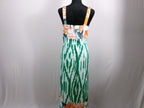 Figue Green/Orange Mixed-Print Ikat Cotton Dress – back