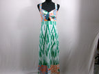 Figue Green/Orange Mixed-Print Ikat Cotton Dress – front
