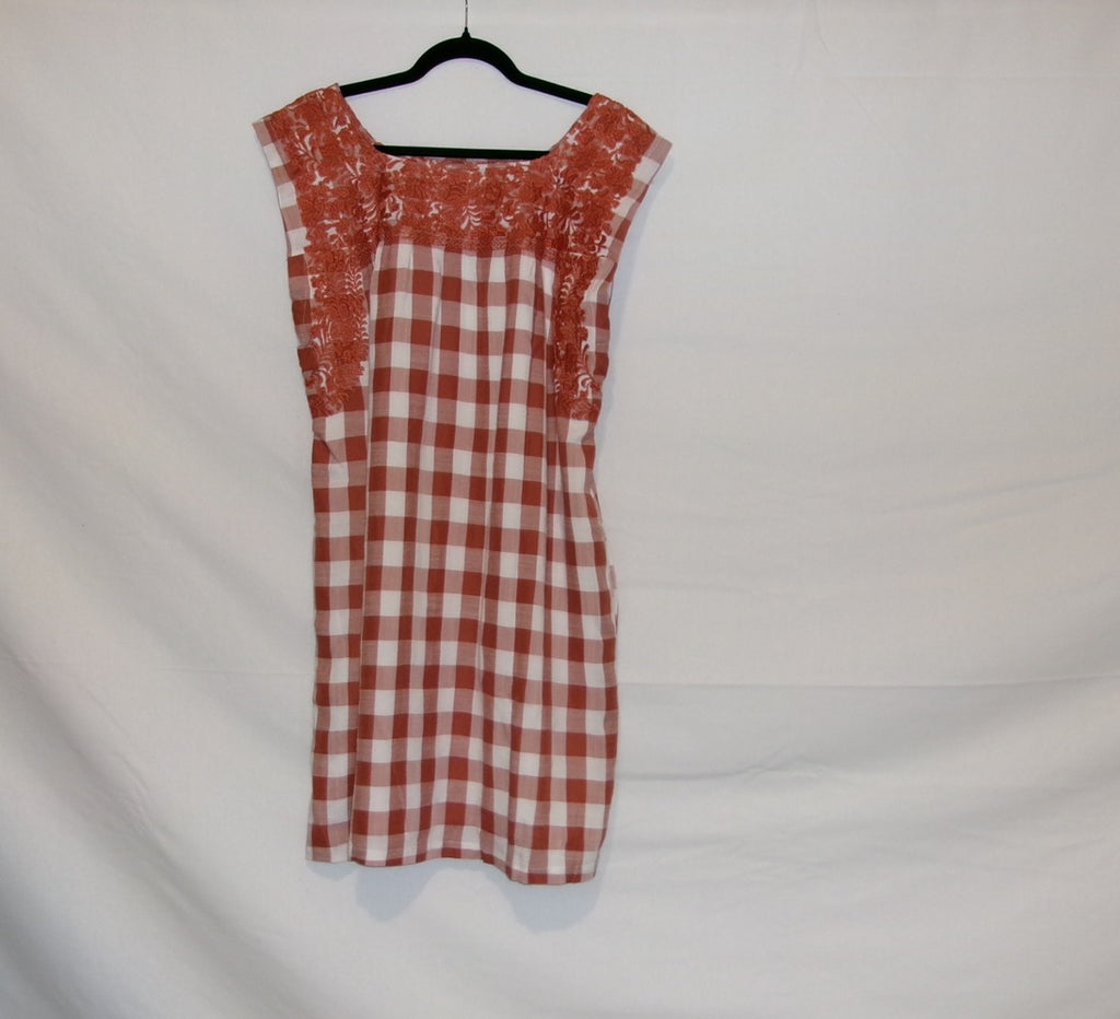 J. Marie Embroidered Gingham Dress – back