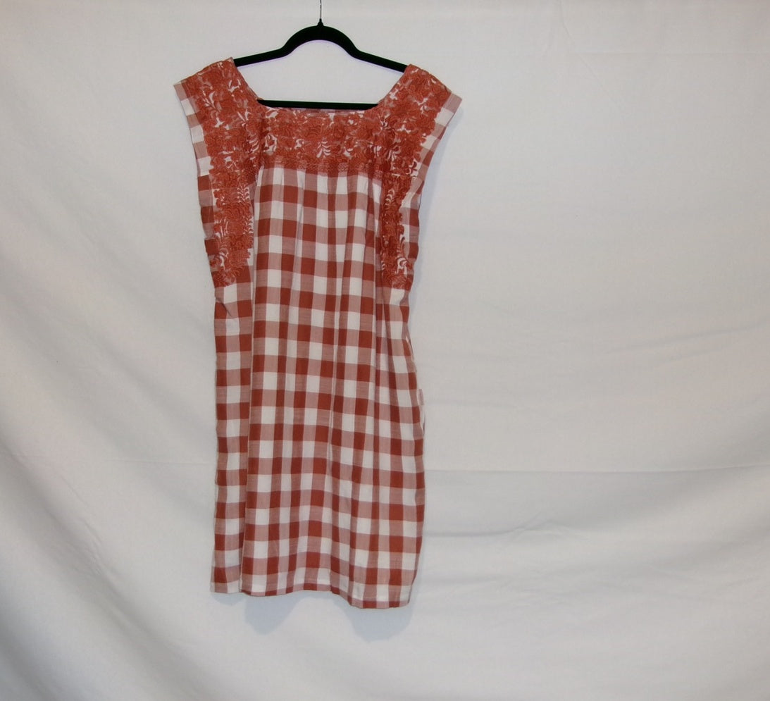 J. Marie Embroidered Gingham Dress – back