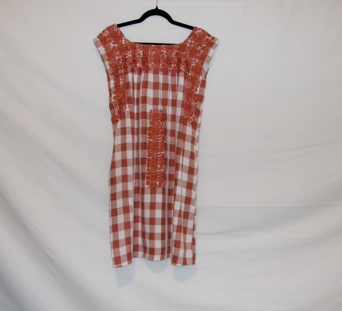 J. Marie Embroidered Gingham Dress – front