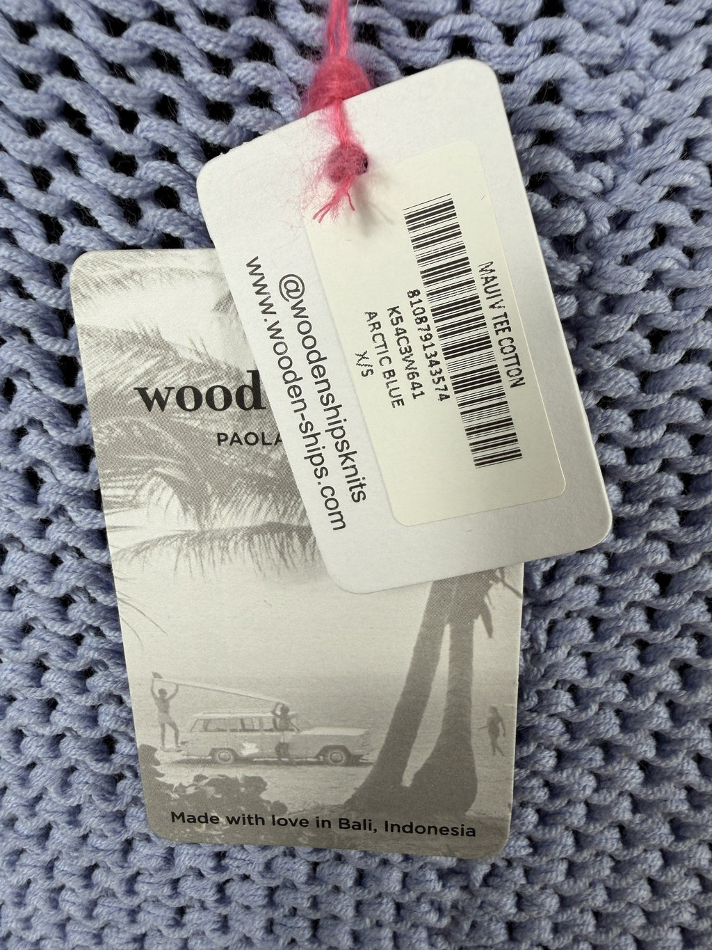 Wooden Ships Maui V Tee Cotton Sweater – Arctic Blue – label