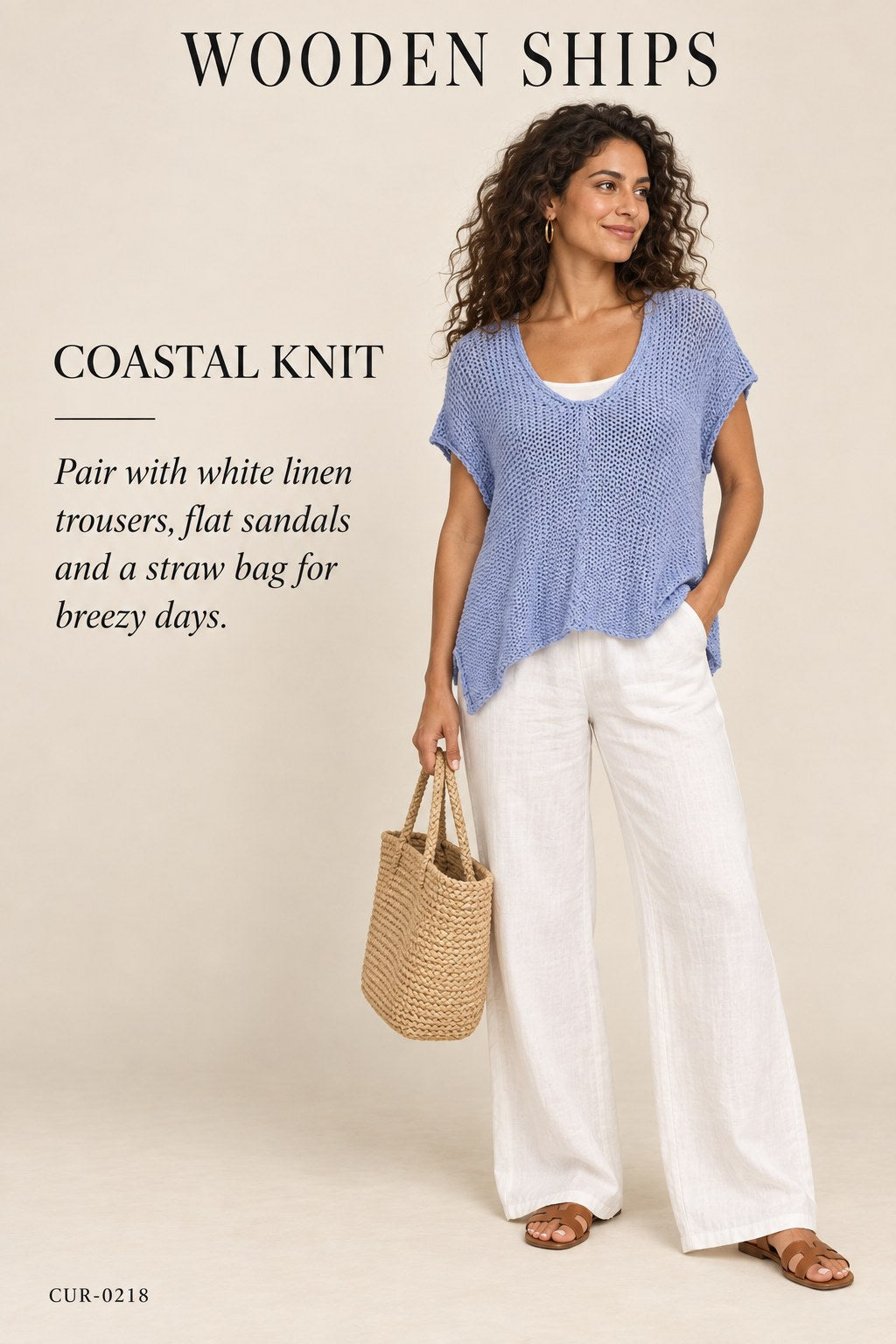 Wooden Ships Maui V Tee Cotton Sweater – Arctic Blue