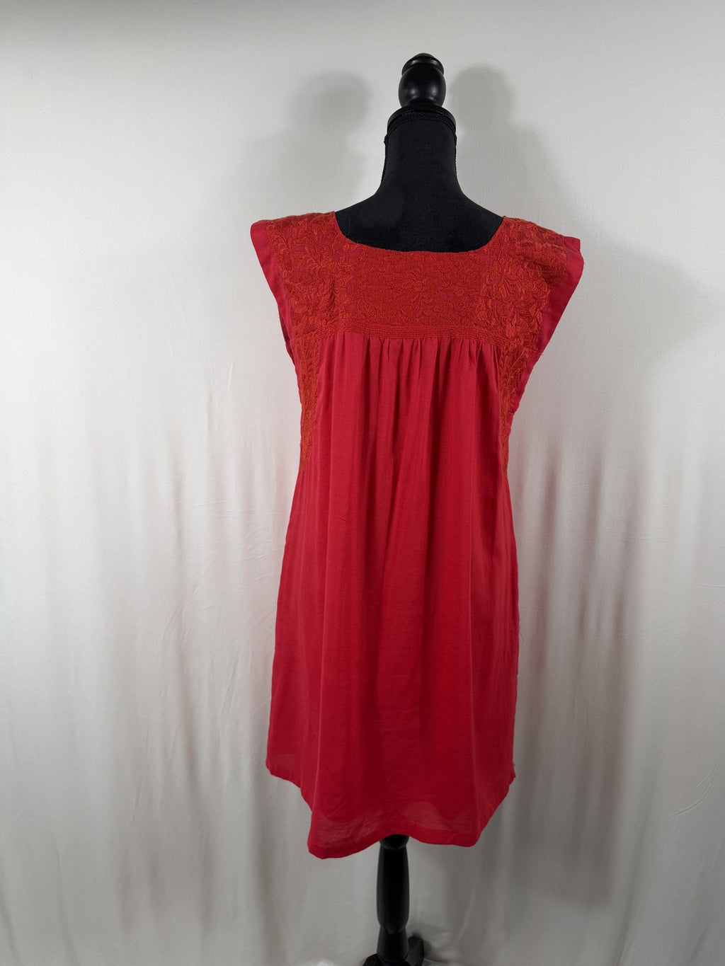 J.Marie Embroidered Shift Dress – Red – back