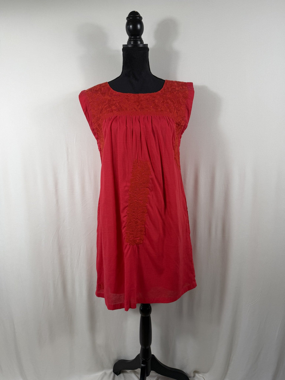 J.Marie Embroidered Shift Dress – Red – front view 2
