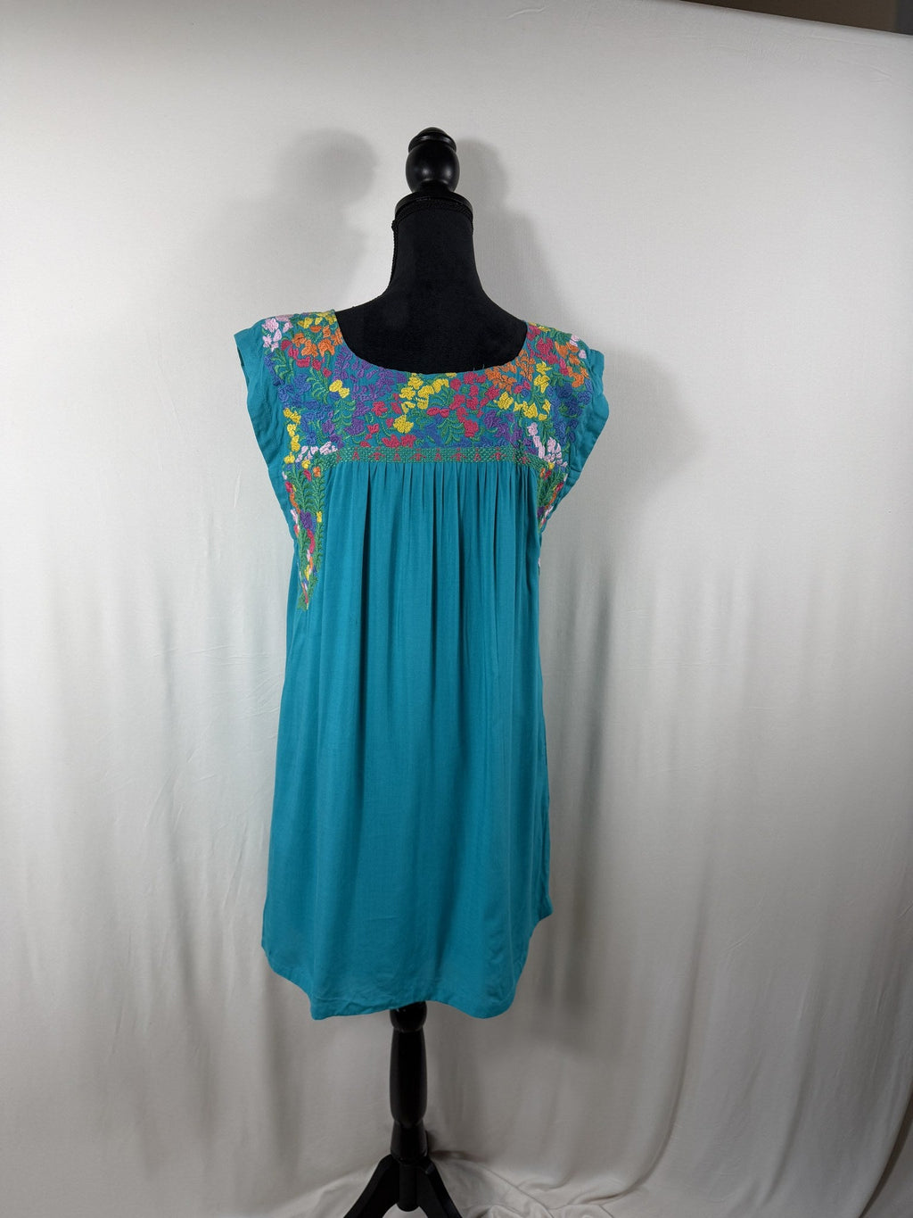 J.Marie Embroidered Tunic Dress – Turquoise – back