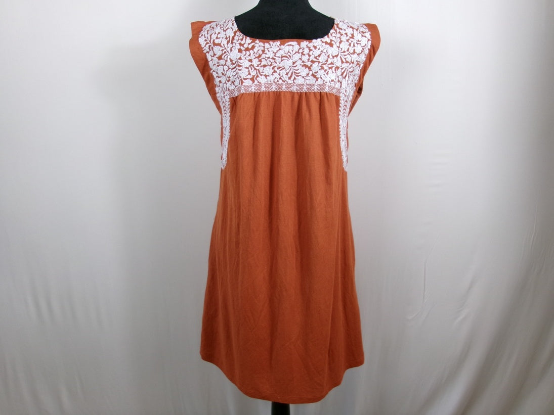 J.Marie Rainey Oaxaca Embroidered Tunic Dress – Burnt Orange – back