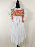 J.Marie Noel Dress – White with Rust Embroidery – back