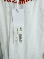 J.Marie Noel Dress – White with Rust Embroidery – detail