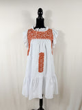 J.Marie Noel Dress – White with Rust Embroidery – front