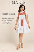J.Marie Noel Dress – White with Rust Embroidery – styled editorial look 3