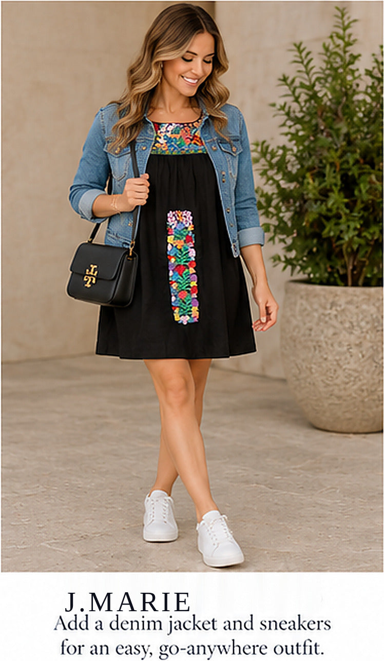 J.Marie Black Floral Mexican Señorita Dress – styled editorial look 2