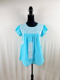 J.Marie Turquoise & White Embroidered Top — front