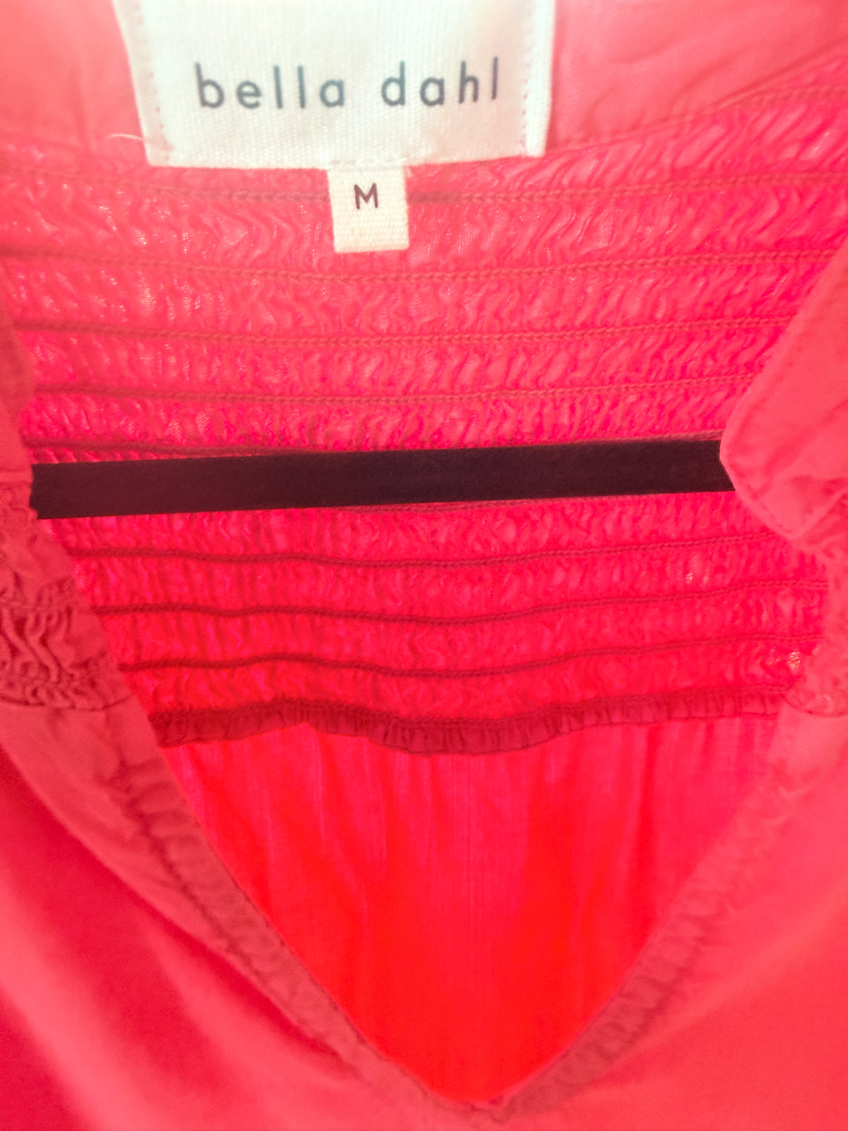 Bella Dahl Smocked Yoke Mini Dress — care label