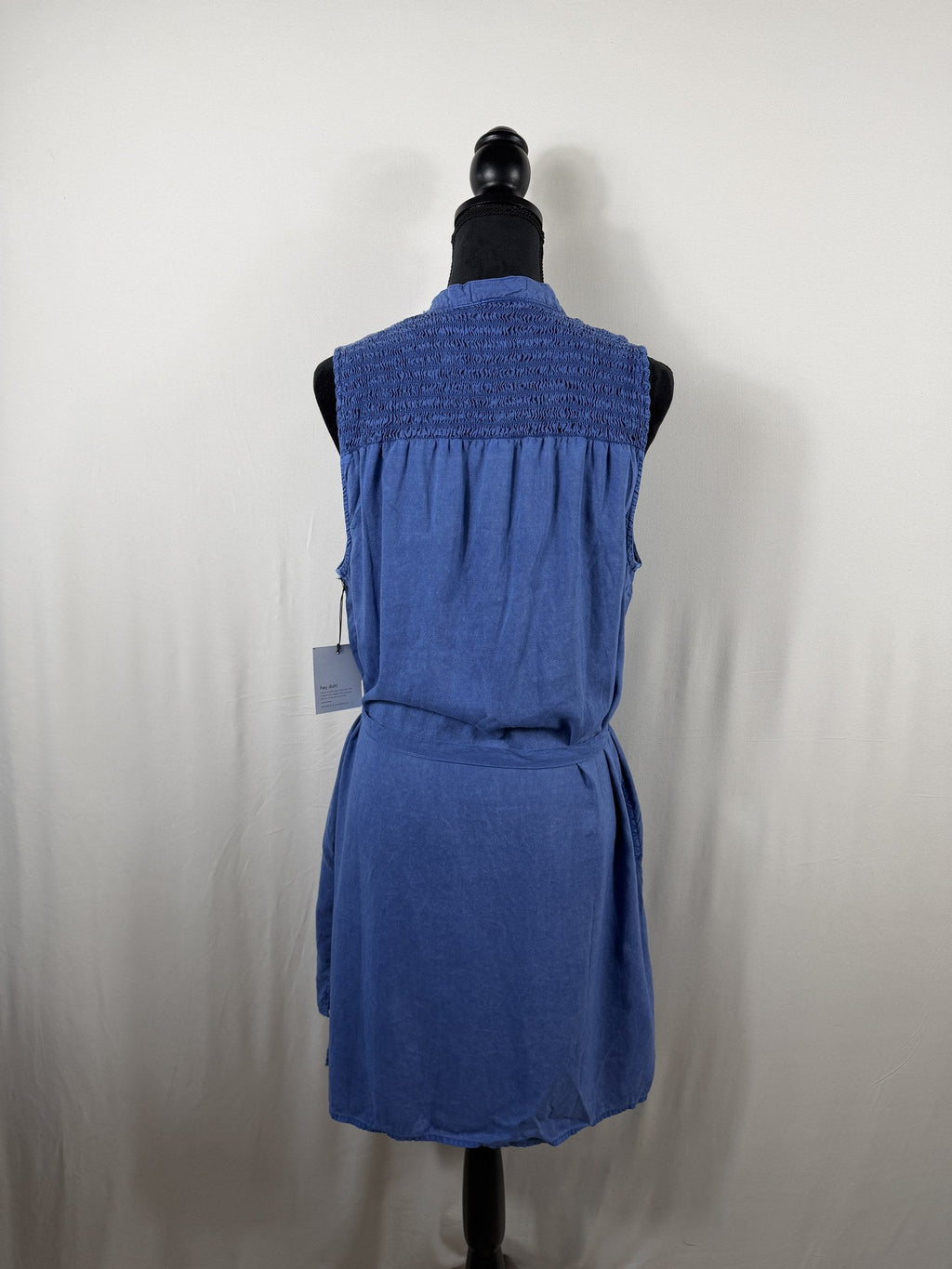 Bella Dahl Smocked Yoke Mini Dress – Blue – back