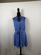 Bella Dahl Smocked Yoke Mini Dress – Blue – front