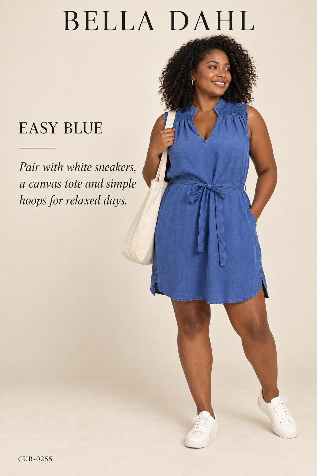 Bella Dahl Smocked Yoke Mini Dress – Blue